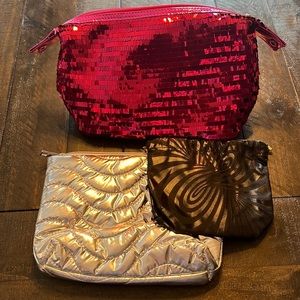 NWOT - travel in style with bundle of shiny cosmetic bags!